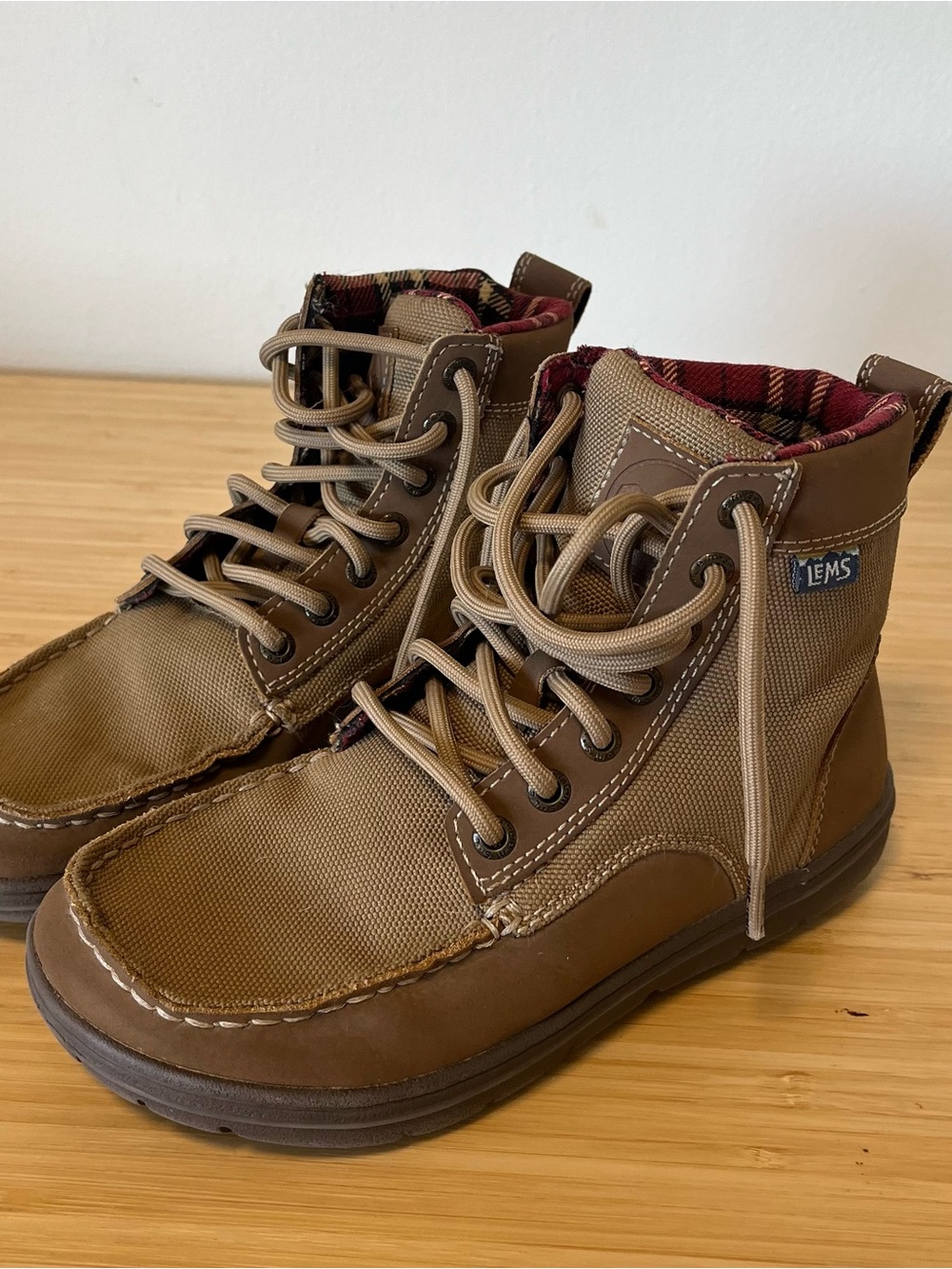 LEMS Women's Brown Lace-Up Ankle Booties Size 6 Hiking Outdoors Camping